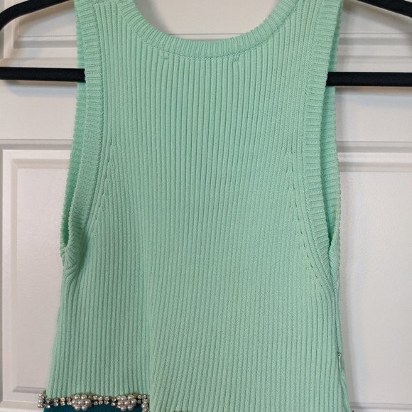 Zara Two Tone Teal & Mint Dress with Pearl Accents - Picture 8 of 9